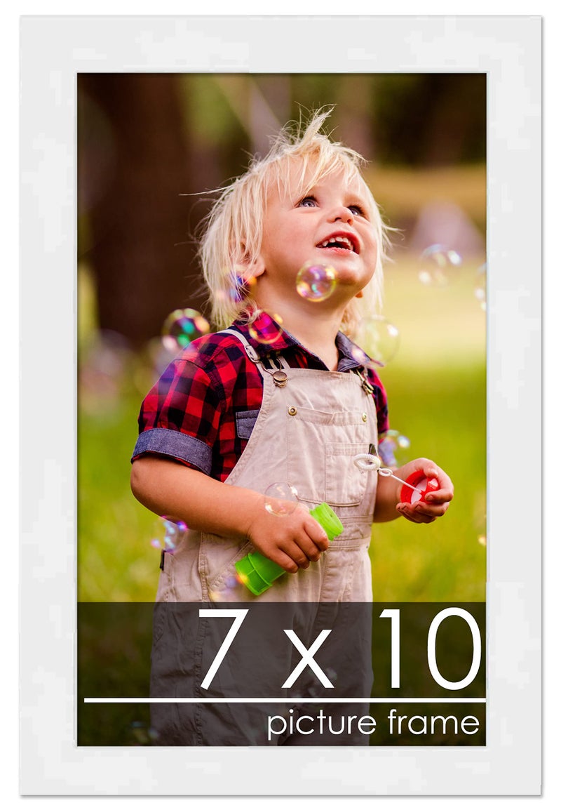 Poster Palooza 7x10 Frame White Solid Pine Wood Picture Frame  UV Acrylic Foam Board Backing  Hanging Hardware