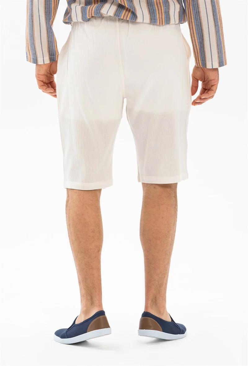 اليش شيل بيزي Şile Cloth Men's Shorts With Pockets Cream Crm