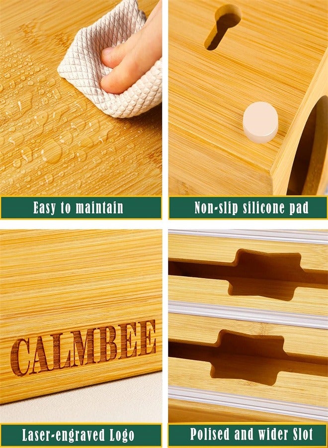 joyzzz 3 in 1 Wrapping Paper Dispenser with Cutter, Plastic Wrap, Aluminum Foil, Parchment and Wax Paper Dispensers for Kitchen Drawers, Bamboo Roll Organizer, Wall Mount Bracket - Image 3