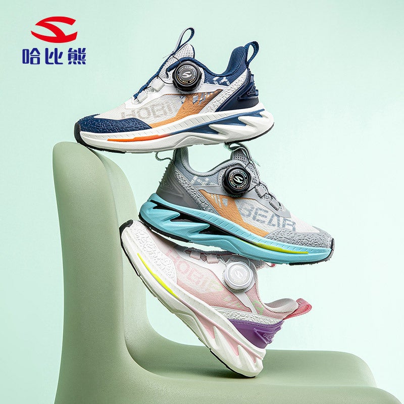 Boys Sneaker Habi Bear Double Net 25 Button Shoes Breathable Campus Leisure Shock Absorbing Tide Shoes - Image 2