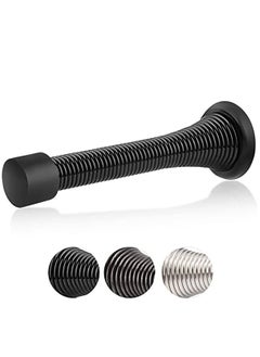 Y&D 12 Pack Black Spring Door Stops, 3-1/8" Heavy Duty Stop Flexible Stopper with Low Mounted Baby Proof Rubber Bumper Tips  - Image 1
