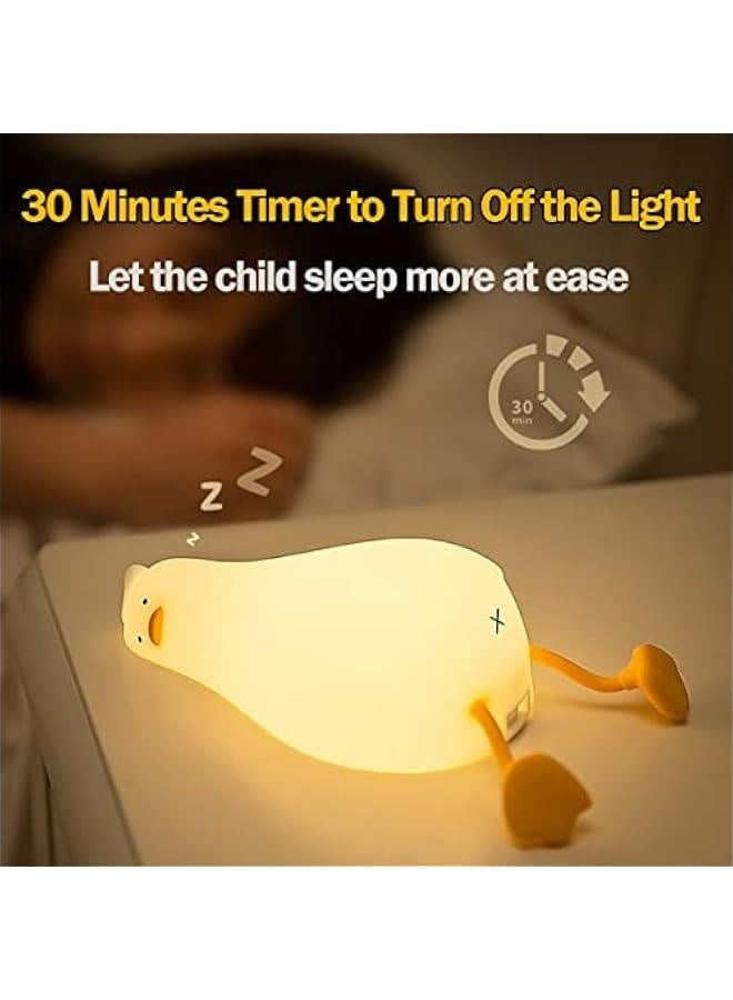 مصباح ليلي للأطفال، مصباح بط لطيف من السيليكون لحديثي الولادة والأطفال الصغار، مصباح ليلي ممتع للحيوانات للأولاد والبنات، مصباح ليلي قابل للضغط لغرفة النوم، مصباح جانبي لطيف لغرفة الأطفال - Image 4