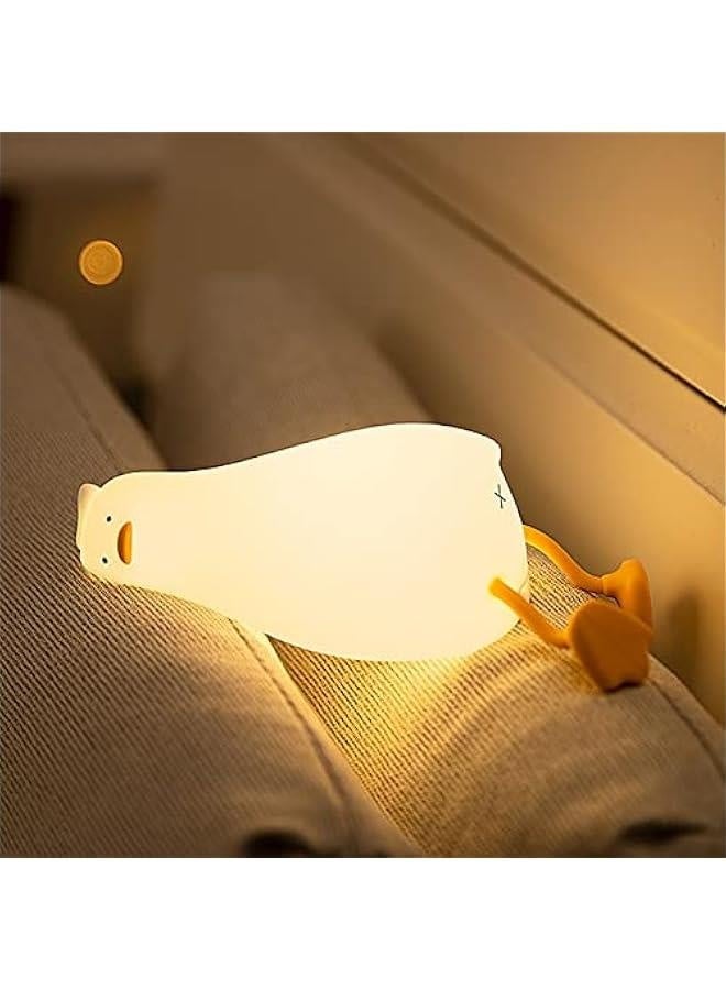 مصباح ليلي للأطفال، مصباح بط لطيف من السيليكون لحديثي الولادة والأطفال الصغار، مصباح ليلي ممتع للحيوانات للأولاد والبنات، مصباح ليلي قابل للضغط لغرفة النوم، مصباح جانبي لطيف لغرفة الأطفال - Image 1