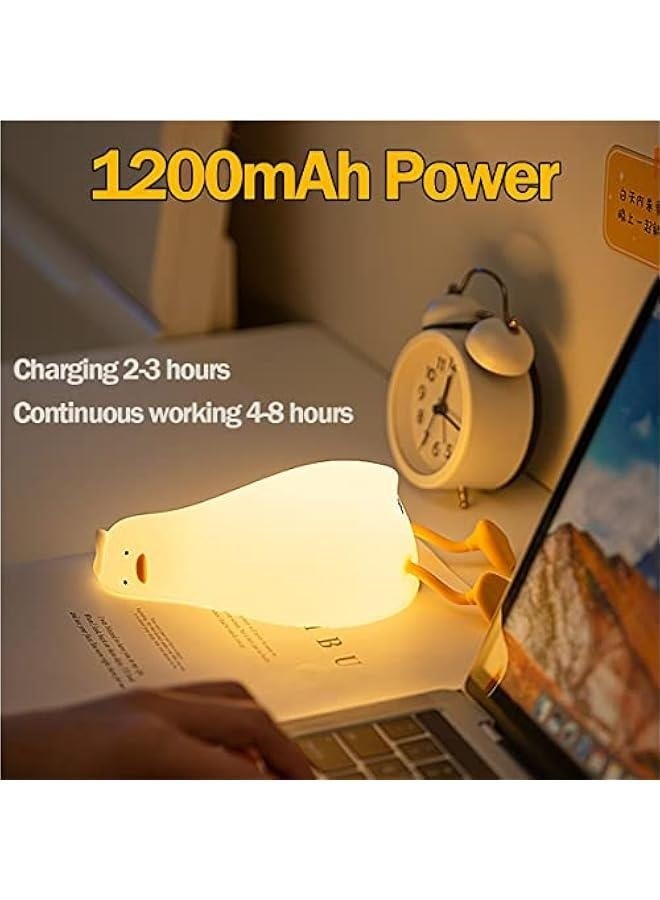 مصباح ليلي للأطفال، مصباح بط لطيف من السيليكون لحديثي الولادة والأطفال الصغار، مصباح ليلي ممتع للحيوانات للأولاد والبنات، مصباح ليلي قابل للضغط لغرفة النوم، مصباح جانبي لطيف لغرفة الأطفال - Image 3