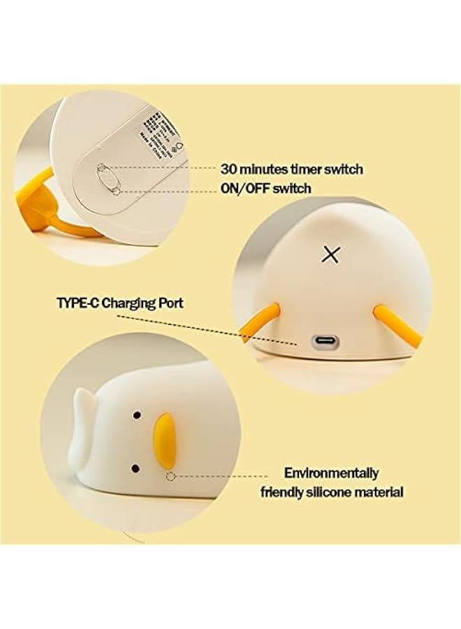 مصباح ليلي للأطفال، مصباح بط لطيف من السيليكون لحديثي الولادة والأطفال الصغار، مصباح ليلي ممتع للحيوانات للأولاد والبنات، مصباح ليلي قابل للضغط لغرفة النوم، مصباح جانبي لطيف لغرفة الأطفال - Image 5