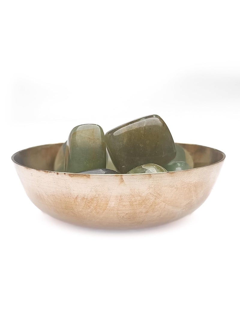 Plus Value Plus Value Green Aventurine Pebbles with bronze Kansa Bowl Reiki Healing Vastu Crystals 200grams  - Image 3
