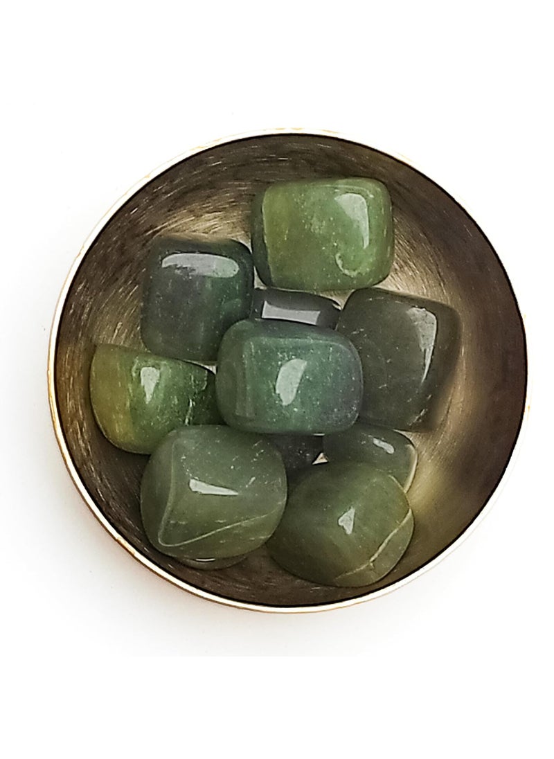 Plus Value Plus Value Green Aventurine Pebbles with bronze Kansa Bowl Reiki Healing Vastu Crystals 200grams  - Image 2