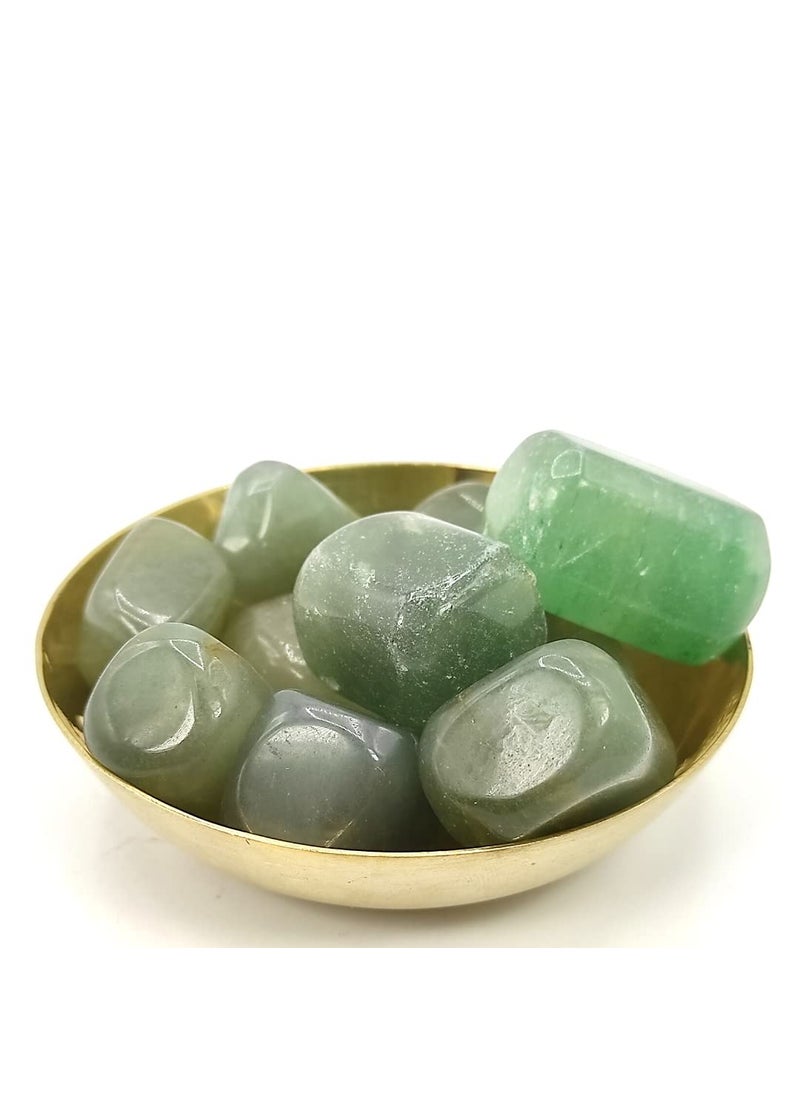 Plus Value Plus Value Green Aventurine Pebbles with bronze Kansa Bowl Reiki Healing Vastu Crystals 200grams  - Image 4