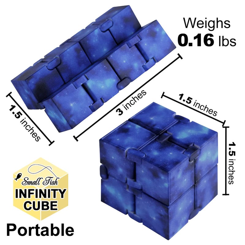 SMALL FISH Infinity Cube Toy Fidget Galaxy, Fidget Sensory Cube Toys for Kids and Adults for Stress Relief and Anti-Anxiety, Mini Gadget for Boys and Girls with Autism, ADD, and ADHD, Cool Handheld Desk Toy - Image 2