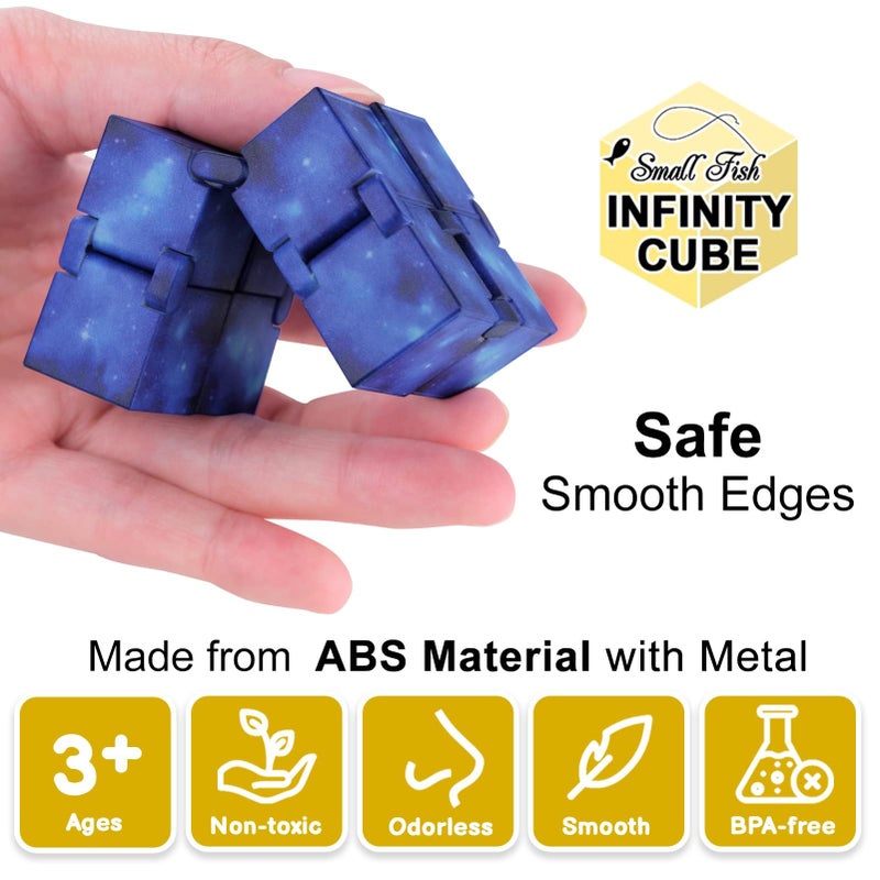 SMALL FISH Infinity Cube Toy Fidget Galaxy, Fidget Sensory Cube Toys for Kids and Adults for Stress Relief and Anti-Anxiety, Mini Gadget for Boys and Girls with Autism, ADD, and ADHD, Cool Handheld Desk Toy - Image 5