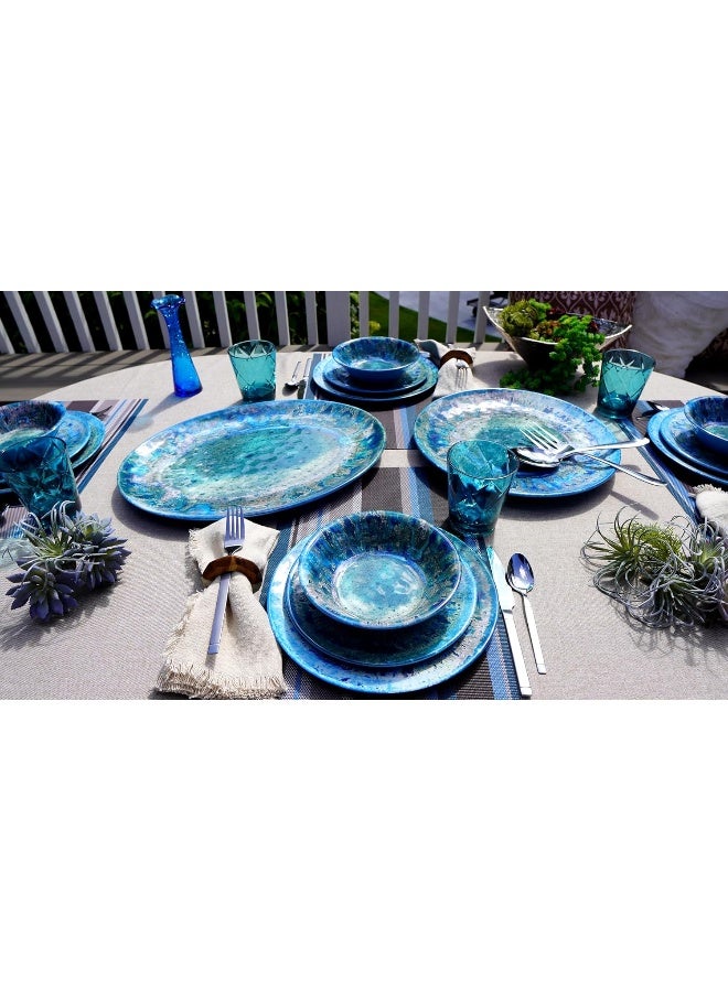 Certified International طقم أدوات مائدة ميلامين 12 قطعة بلون تيل المتألق - Image 2