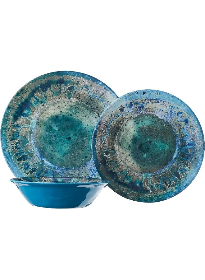 Certified International طقم أدوات مائدة ميلامين 12 قطعة بلون تيل المتألق - Image 4