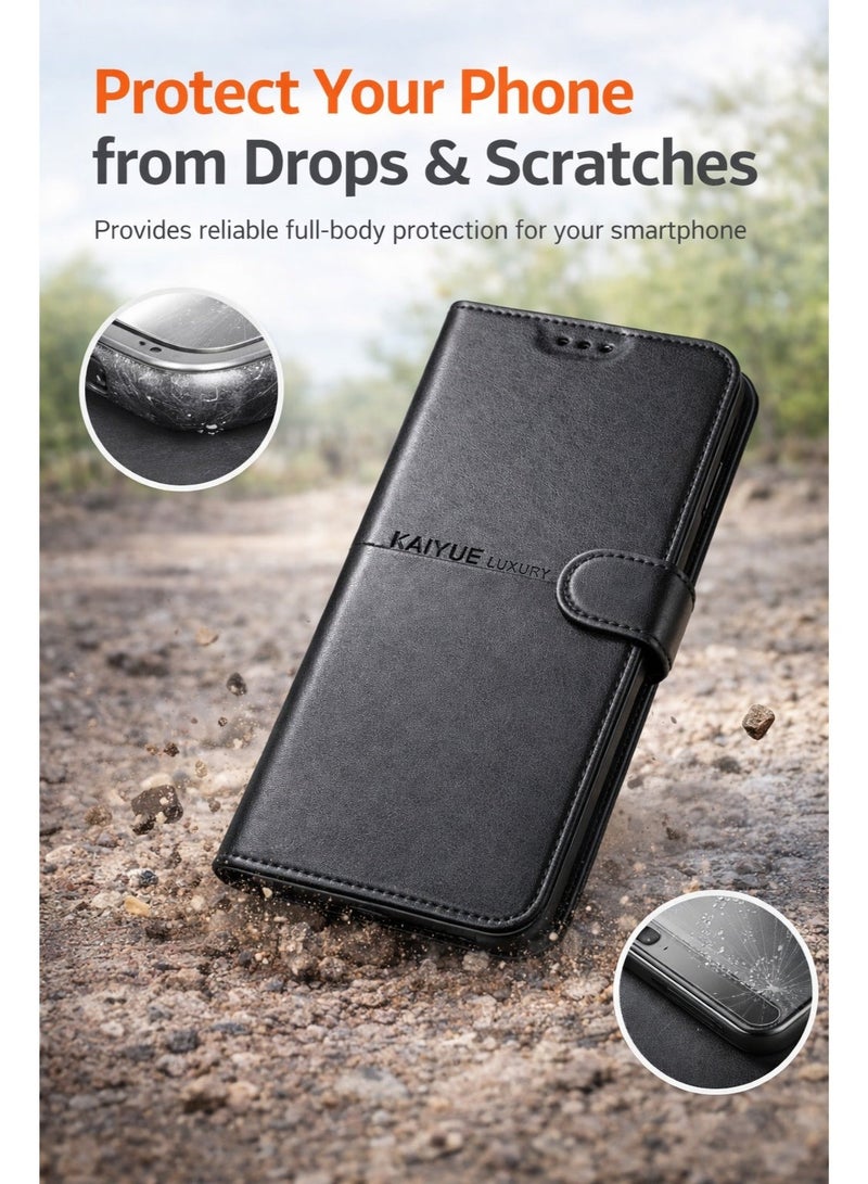 kaya Elegant Leather Front & Back Case for Infinix Note 50S – Full Protection Against Daily Shocks and Scratches – Luxury Black Color - Image 3