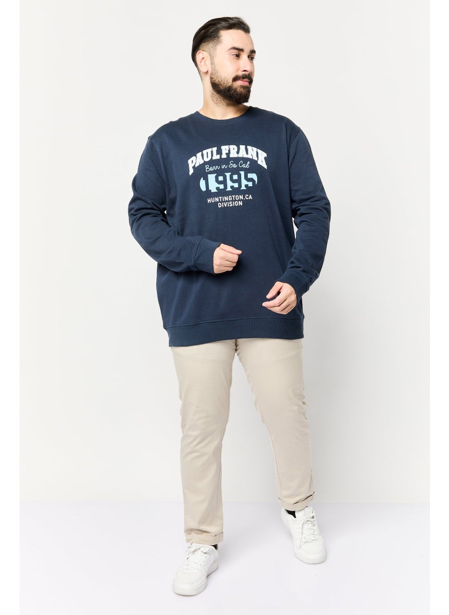Paul Frank Men Crew Neck Graphic Print Long Sleeves Sweatshirt, Navy  - Image 3
