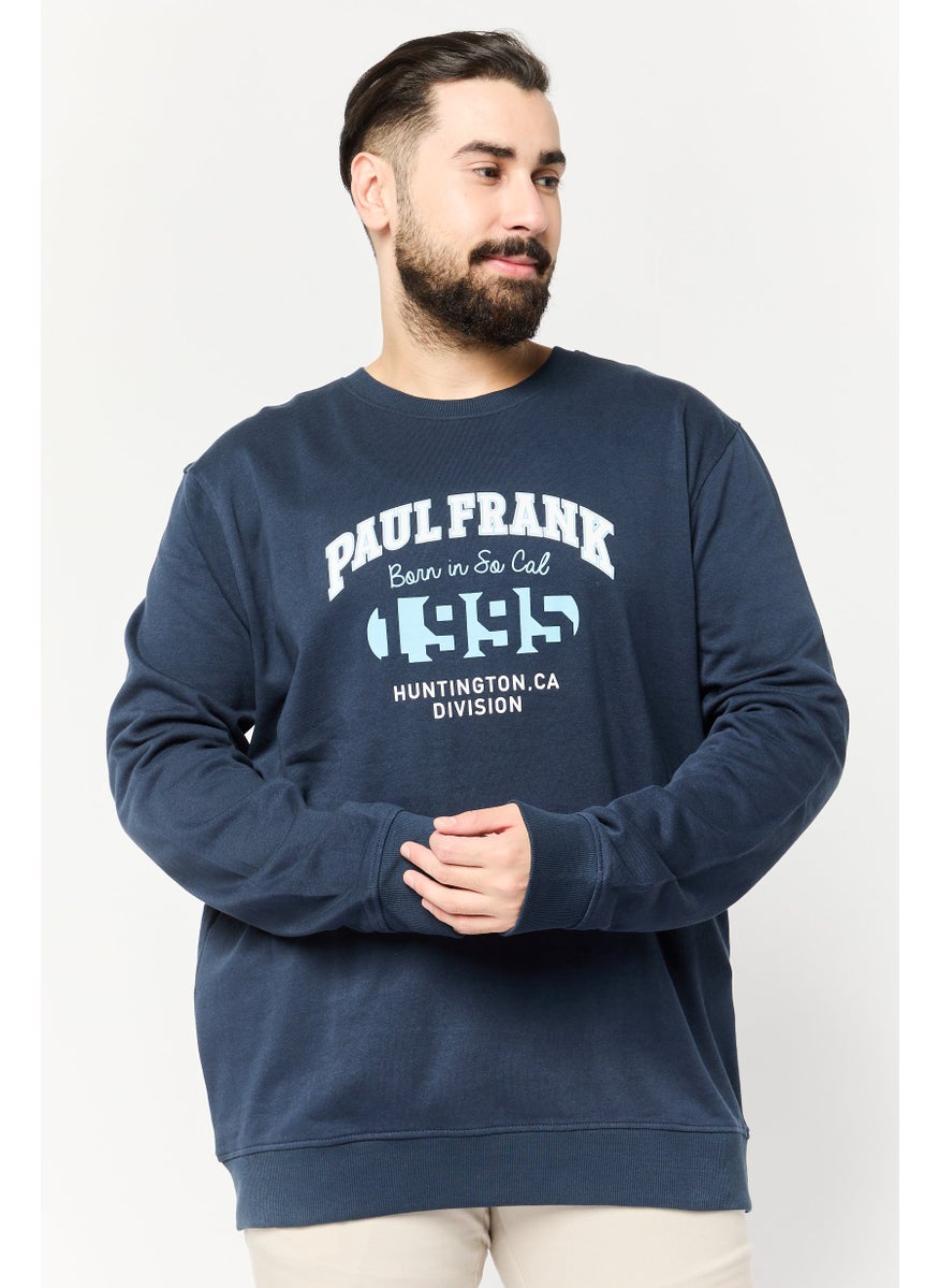 Paul Frank Men Crew Neck Graphic Print Long Sleeves Sweatshirt, Navy  - Image 1