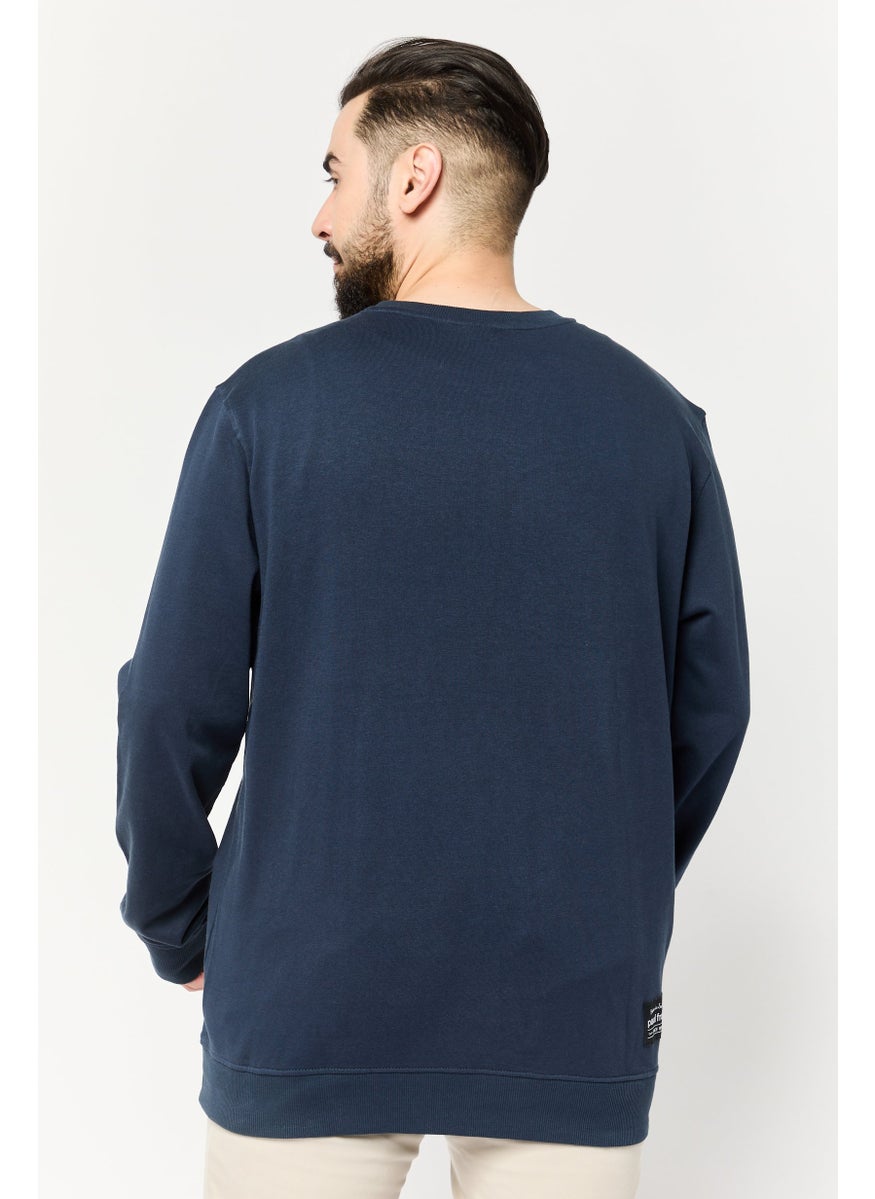 Paul Frank Men Crew Neck Graphic Print Long Sleeves Sweatshirt, Navy  - Image 2