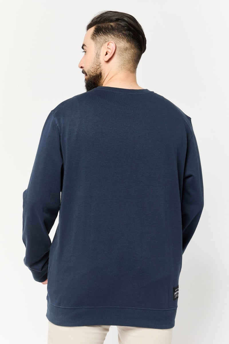 Paul Frank Men Crew Neck Graphic Print Long Sleeves Sweatshirt, Navy - Image 2