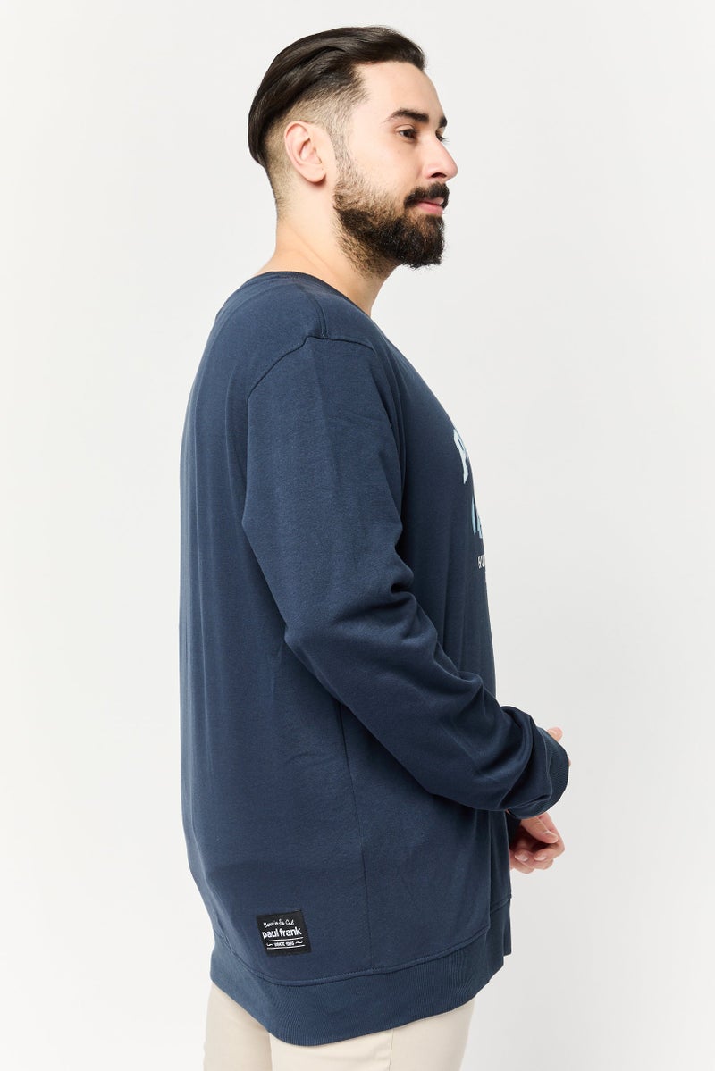 Paul Frank Men Crew Neck Graphic Print Long Sleeves Sweatshirt, Navy - Image 4