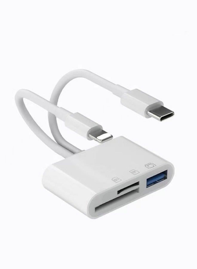 3 IN 1 Card Reader with Lightning and Type-C Ports  - Image 1