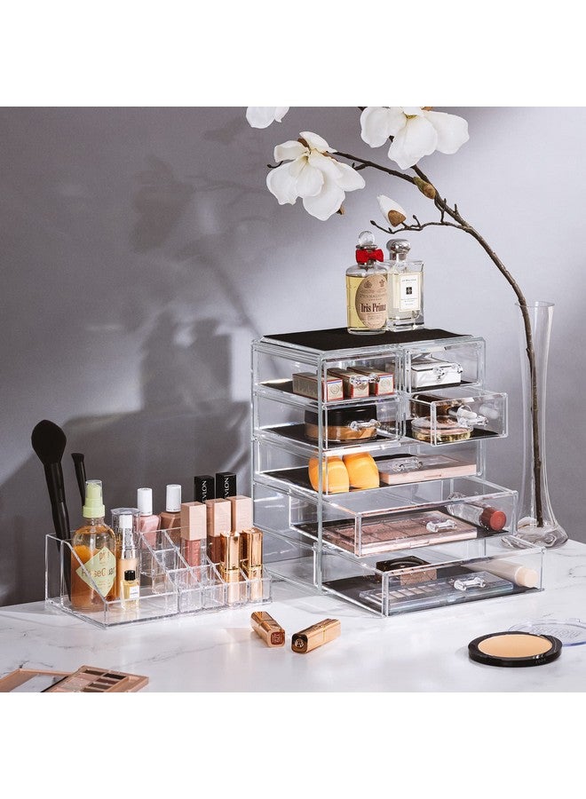 Sorbus Clear Cosmetic Makeup Organizer - Make Up & Jewelry Storage, Case & Display - Spacious Design - Great Holder for Dresser, Bathroom, Vanity & Countertop (3 Large, 4 Small Drawers) - Image 2