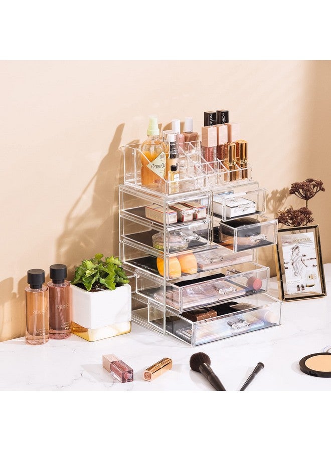 Sorbus Clear Cosmetic Makeup Organizer - Make Up & Jewelry Storage, Case & Display - Spacious Design - Great Holder for Dresser, Bathroom, Vanity & Countertop (3 Large, 4 Small Drawers) - Image 4