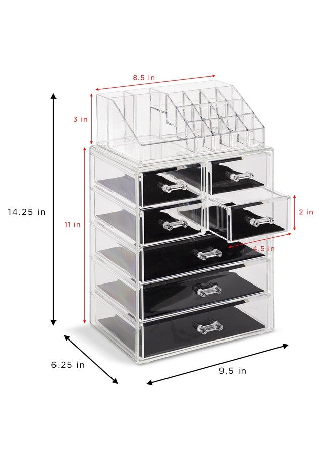 Sorbus Clear Cosmetic Makeup Organizer - Make Up & Jewelry Storage, Case & Display - Spacious Design - Great Holder for Dresser, Bathroom, Vanity & Countertop (3 Large, 4 Small Drawers) - Image 3
