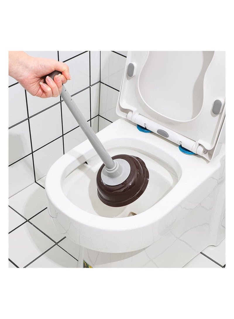 3in1 Bathroom Cleaning Set with Toilet Plunger and Brush Heavy Duty Modern Caddy Stand Grey - Image 4