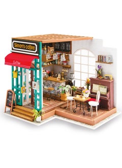 Robotime Rolife Simon's Coffee Shop DIY Miniature Dollhouse Kit DG109, Assembly Brain Teaser 3D Wooden Puzzle DIY Build Model Crafts Kits, Unique Home Decor Birthday Gifts for Teens or Adults  - Image 1