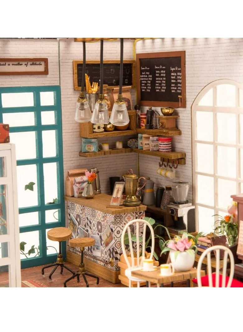 روبوتايم Rolife سيمون كوفي شوب DIY مصغرة دمية كيت DG109 ، الجمعية الدماغ دعابة 3D خشبية لغز DIY بناء نموذج الحرف اليدوية مجموعات ، فريدة من نوعها ديكور المنزل هدايا عيد ميلاد للمراهقين أو البالغين - Image 3