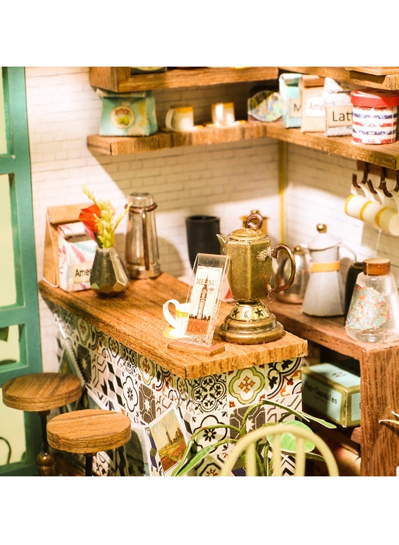 روبوتايم Rolife سيمون كوفي شوب DIY مصغرة دمية كيت DG109 ، الجمعية الدماغ دعابة 3D خشبية لغز DIY بناء نموذج الحرف اليدوية مجموعات ، فريدة من نوعها ديكور المنزل هدايا عيد ميلاد للمراهقين أو البالغين - Image 5