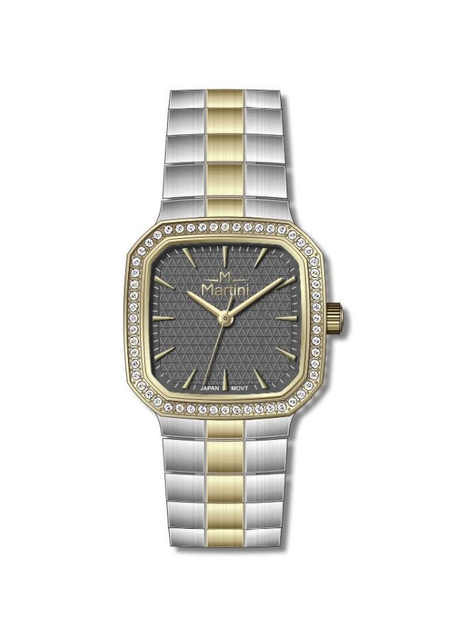 مارتيني ساعة مارتيني الأنيقة للنساء بتصميم عصري مينا رمادية وسوار من الفولاذ المقاوم للصدأ مقاومة للماء مثالية للإطلالات الكاجوال والرسمية - Image 1