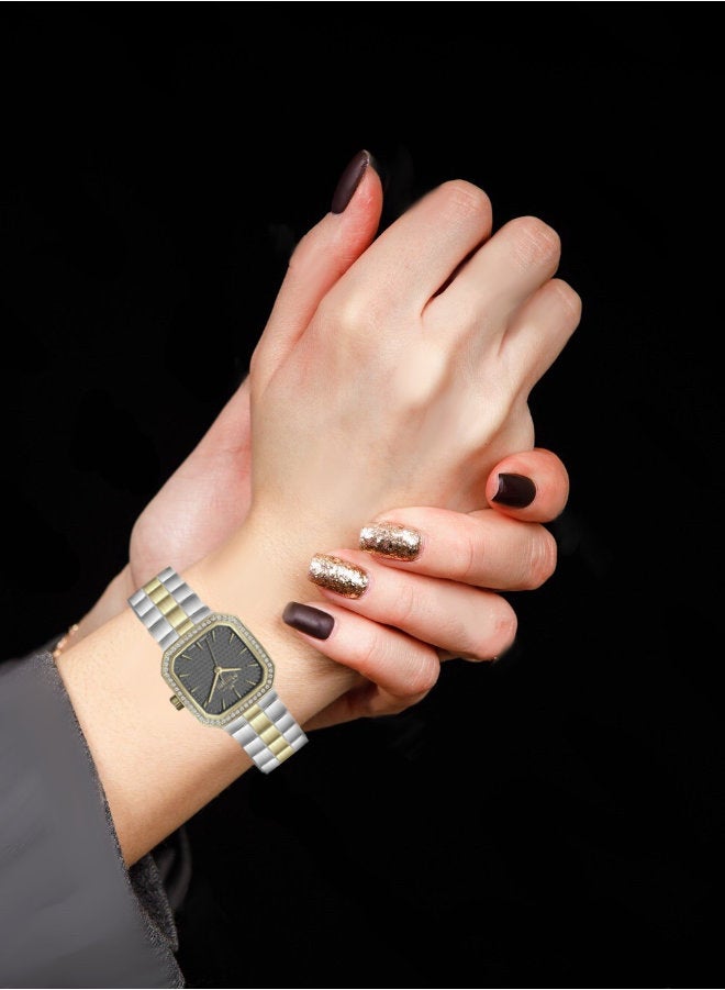 مارتيني ساعة مارتيني الأنيقة للنساء بتصميم عصري مينا رمادية وسوار من الفولاذ المقاوم للصدأ مقاومة للماء مثالية للإطلالات الكاجوال والرسمية - Image 2