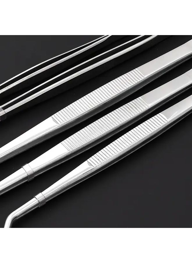 Stainless Steel Tweezers With Teeth 7.87 Inch Non Slip Straight Head Clip - Image 4