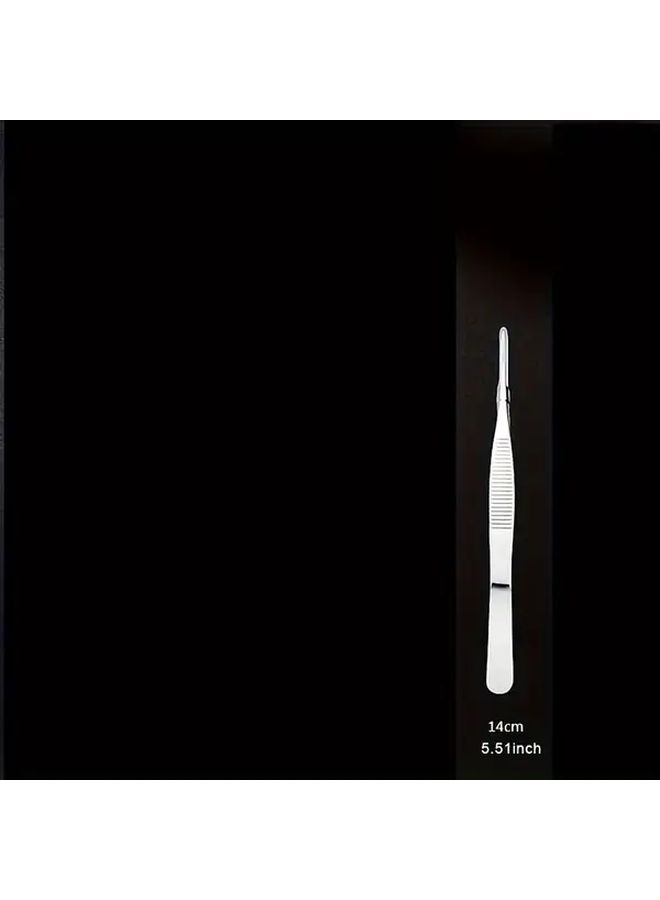 Stainless Steel Tweezers With Teeth 7.87 Inch Non Slip Straight Head Clip - Image 3