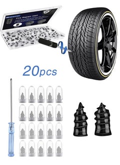 Sweet Life 20 Pcs Tire Repair Rubber Nail, Tire Repair Rubber Screws Fast Tool Self-Service Tire Repair Nail Vacuum Tire Repair Rubber Nail, Suitable for Car Motorcycle Jeep Tire Puncture Repair  - Image 1