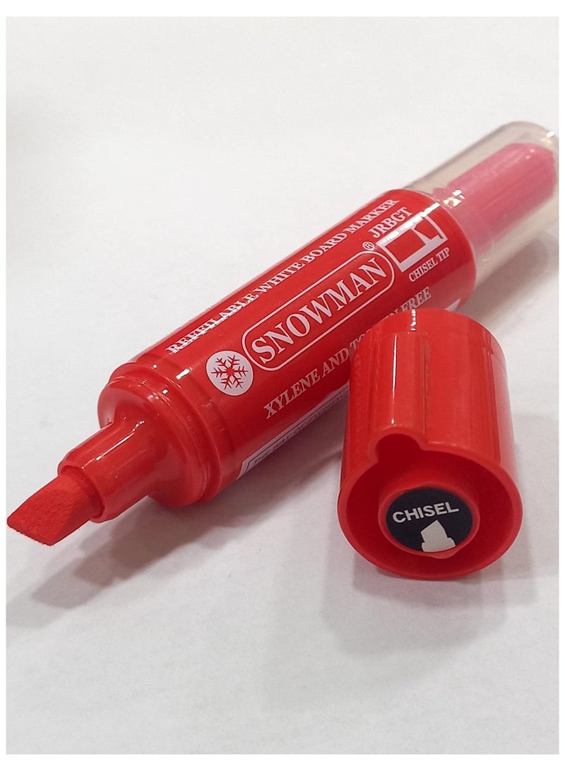 سنو مان قلم سبوره أحمر سن مشطوف قابل لأعادة التعبئة - Image 1