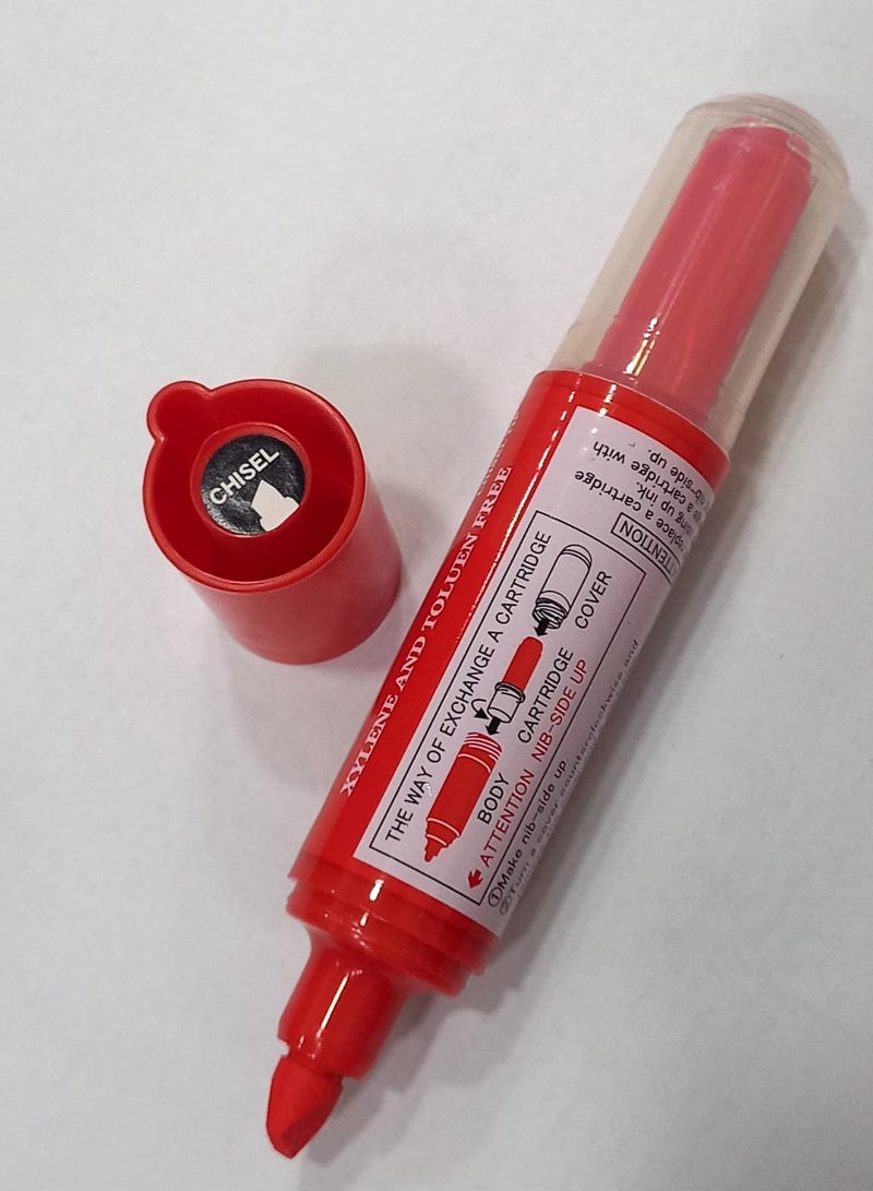 سنو مان قلم سبوره أحمر سن مشطوف قابل لأعادة التعبئة - Image 2