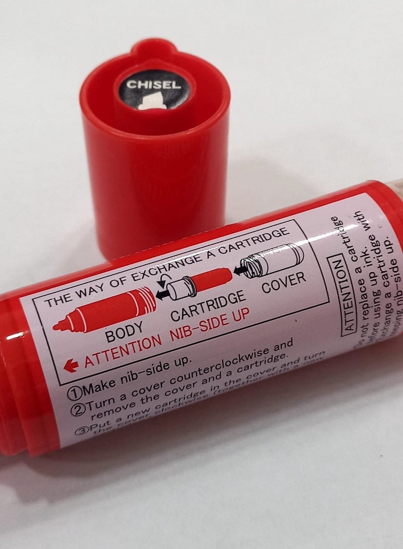 سنو مان قلم سبوره أحمر سن مشطوف قابل لأعادة التعبئة - Image 3