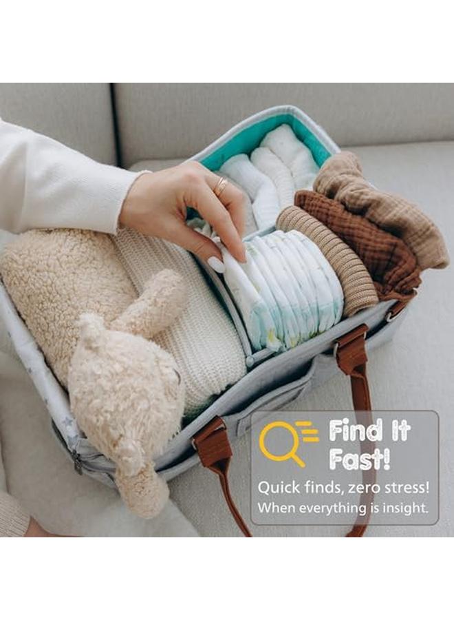 Baby Diaper Caddy Organizer With Lid Multiple Compartments Baby Caddy Waterproof Diaper Tote Bag For Infants Travel Baby Bag For Must Haves Baby Gift Basket For Newborn Essentials  - Image 4