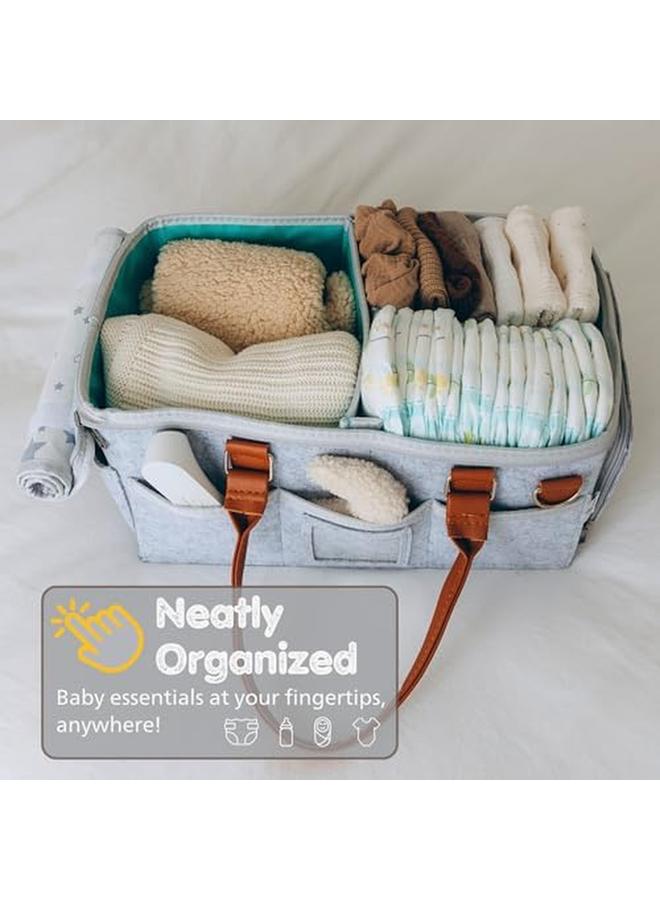 Baby Diaper Caddy Organizer With Lid Multiple Compartments Baby Caddy Waterproof Diaper Tote Bag For Infants Travel Baby Bag For Must Haves Baby Gift Basket For Newborn Essentials  - Image 2