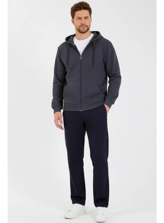 mmetalic Anthracite Hooded Regular Fit Zip-Up Cardigan and Straight-Leg Men’s Tracksuit Set