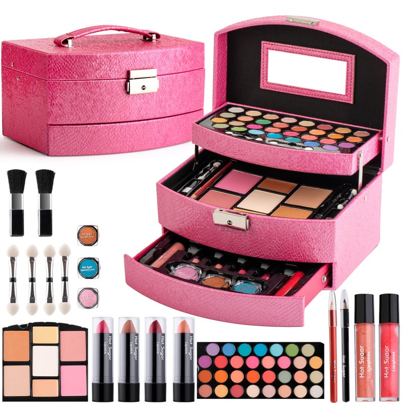 Hot Sugar Makeup Kit for Girls 1012  AllinOne Beginner Cosmetic Set with Real Tools  Cosmetics  Birthday Christmas Gift for Tweens Teens  Kids Rosy