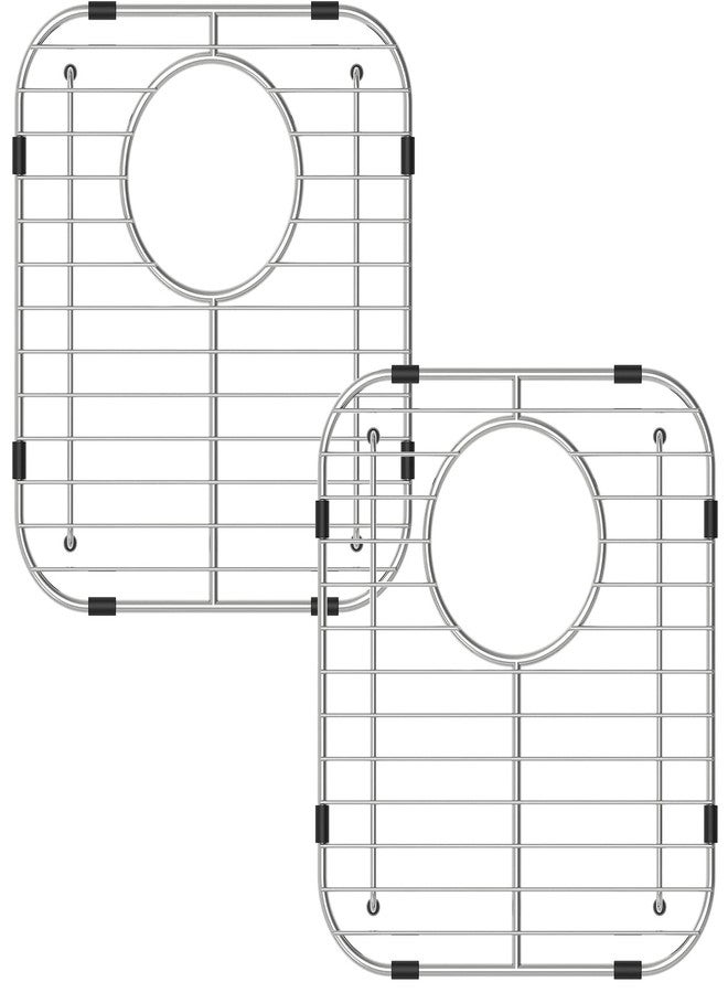 Homics Bottom of Sink Protector Rack, Stainless Steel 13.2"x11.6" Sink Grid Dish Drying Rack Grate with Rear Drain Hole 2 Packs - Image 1