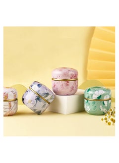 Excefore 4 Pack Empty Tin Can Candle Containers Tin Box with Lid Sealed Jar Scented Tea Tins Metal Coffee Candy Cans Gift Storage Jewelry Boxes Ink Printing Pattern Round Can  - Image 2
