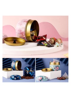 Excefore 4 Pack Empty Tin Can Candle Containers Tin Box with Lid Sealed Jar Scented Tea Tins Metal Coffee Candy Cans Gift Storage Jewelry Boxes Ink Printing Pattern Round Can  - Image 3