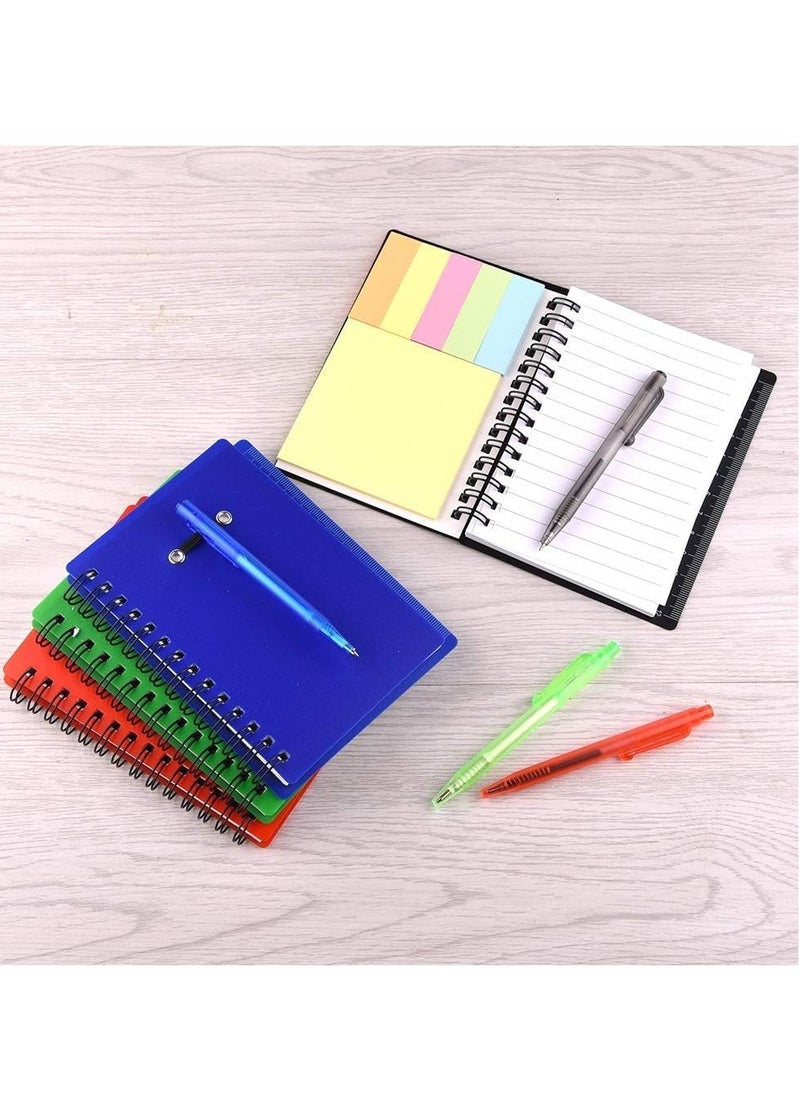 4 Pcs Spiral Notebooks with Pen, Sticky Notes & Page Markers - Perfect for Office & School Planning