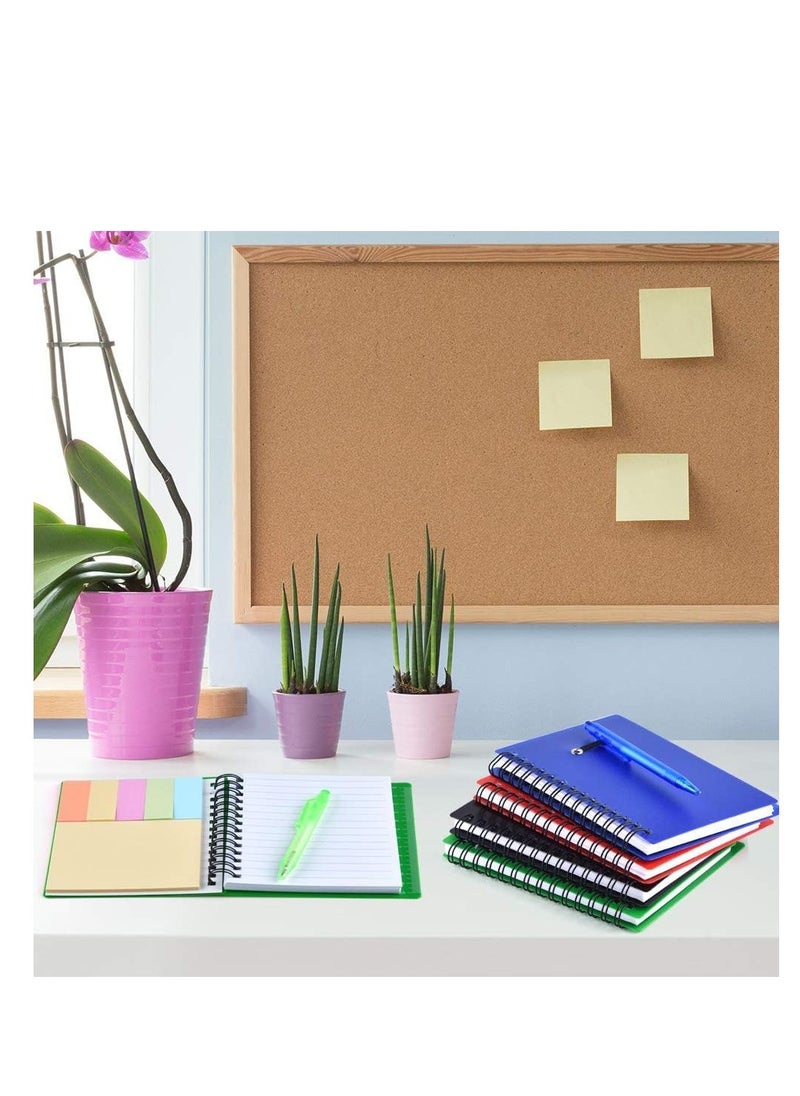 4 Pcs Spiral Notebooks with Pen, Sticky Notes & Page Markers - Perfect for Office & School Planning
