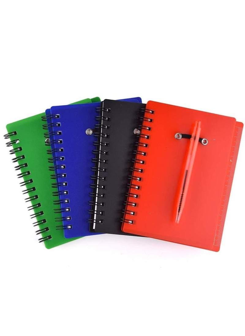 4 Pcs Spiral Notebooks with Pen, Sticky Notes & Page Markers - Perfect for Office & School Planning