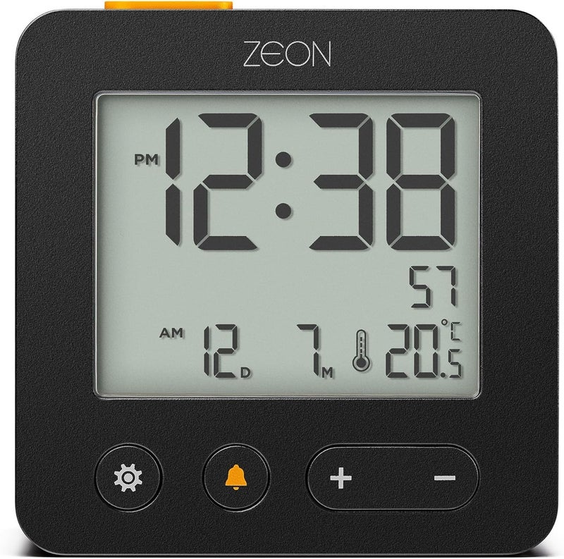 Zeon Digital Bedside Alarm Clock with Positive LCD Display Snooze and Backlight Function and Temperature Date Display in Black CE4557 - Image 1