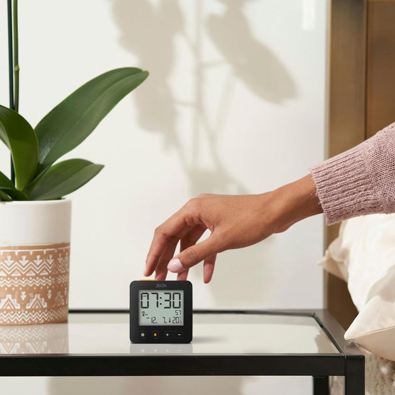 Zeon Digital Bedside Alarm Clock with Positive LCD Display Snooze and Backlight Function and Temperature Date Display in Black CE4557 - Image 5